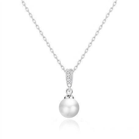 Philip Jones Collier de perles plaqué argent créé avec des cristaux Zircondia®