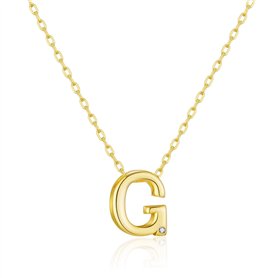 Philip Jones Collier plaqué or avec initiale lettre G créée avec des cristaux de zircon