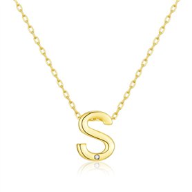 Philip Jones Collier plaqué or avec initiale S en cristaux de zirconia®