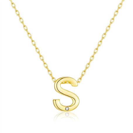 Philip Jones Collier plaqué or avec initiale S en cristaux de zirconia®