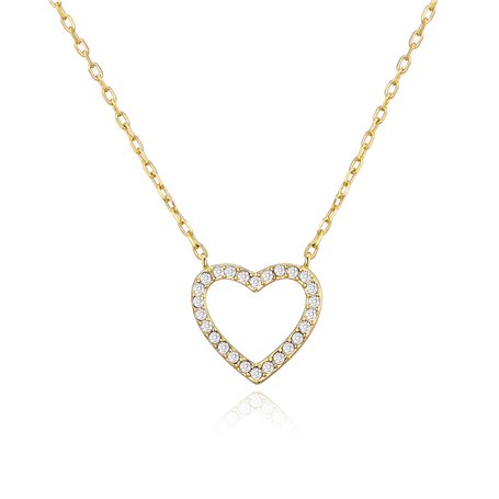 Philip Jones Collier Cœur Ouvert Plaqué Or Créé avec des Cristaux Zircondia®