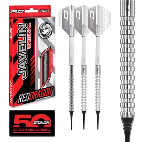 RED DRAGON Javelin Original Jeu de fléchettes en tungstène avec ailettes et tiges 18 g