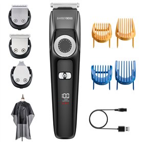 BarberBoss Kit de toilettage visage 3-en-1 pour homme : Tondeuse à cheveux