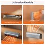 Ciarra CAHCF516-W Radiateur Soufflant à Économie D'Énergie, Radiateur Soufflant Salle de Bain, 3 in 1 Fonctionnement, 2 Niveaux 