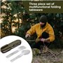 Dokeno 2 Pièces Vaisselle Pliante en Acier Inoxydable, Couverts de Camping Portable avec Sac Oxford, Couvert Multifonction Campi