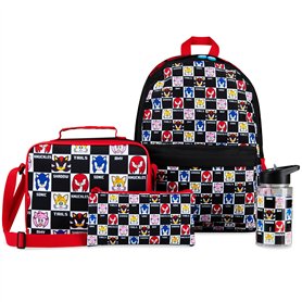 SONIC THE HEDGEHOG Sac à Dos Enfant Ensemble 4 Pièces avec Gourde Enfant 400ml Trousse et Sac Repas Isotherme École Shadow