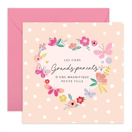 Carte de naissance - Fiers grands-parents d’une petite fille - Félicitations pour la naissance de votre petite-fille - Carte bab