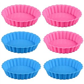 SUNSK Moules à Tarte Plat en Silicone Rond Antiadhésifs Mini Moule à Gâteaux Moule à Pâtisserie pour Tartelettes Quiche Gelée 6