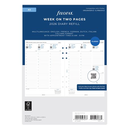 Filofax Agenda 2026 semainier 2026 format A5 sur 26-68514
