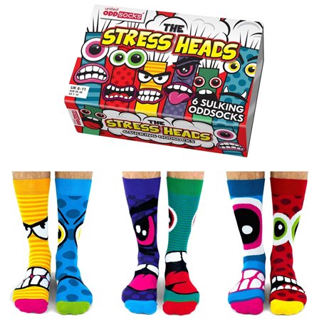 United Oddsocks Stress Heads - Box of 6 Mens Oddsocks UK 6-11