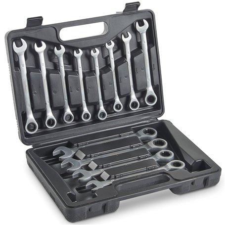 VonHaus Jeu de 12 Clés à Cliquet de 6 à 17 mm – Clés Mixtes - Jeu de Satinées avec Mallette de Transport – Idéal pour les Répara