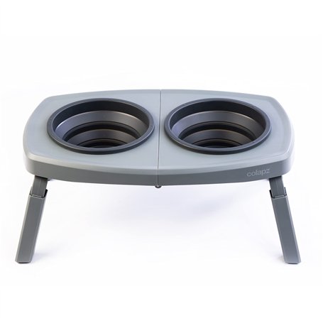 Colapz Lot de 2 Gamelles pour Chien Pliables Portables avec Support – Surélevées Gris