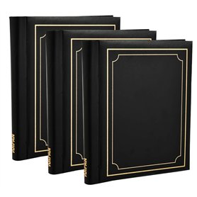 Arpan Lot de 3 albums photo autocollants pour un total de 108 feuilles 216 pages Noir