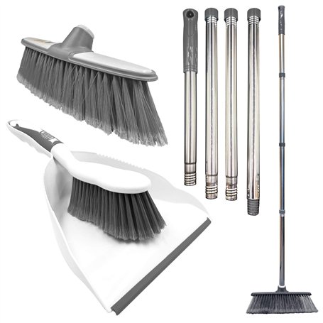 Balai de balayage d'intérieur avec pelle à poussière et brosses assorties