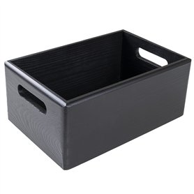 Creative Deco Caisse Bois Rangement Noir | 30 x 20 x 13 cm (+/- 1cm) | Boîte de Rangement Bois avec Poignées | Boite Rangement C