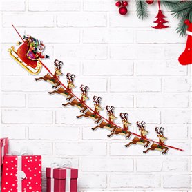 Pere Noel Decoration Premium Réutilisable - Guirlande Noel Pere Noel et Ses Rennes