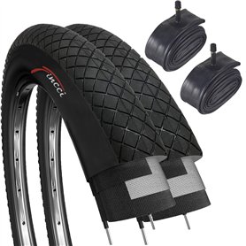 Fincci Pneu BMX 20 Pouces - Set Pneus 20 x 1.95 Pouces avec Chambre à Air 20 Schrader