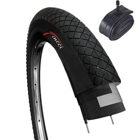 Fincci Set Pneu 20 x 1.95 Pouces 53-406 avec Chambre à Air de Valve Schrader pour BMX VTT ou Enfants Vélo Bicyclette