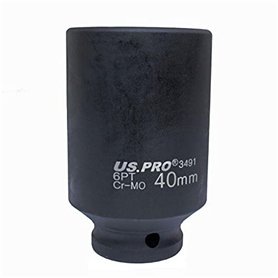US PRO Tools 3491 Douille d'écrou de moyeu profond à 6 points 40 mm