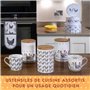 SPOTTED DOG GIFT COMPANY Tasse a Café Lot de 4 en Céramique au Motifs de Poule, Ensemble de Mug Original pour le Thé avec Coffre