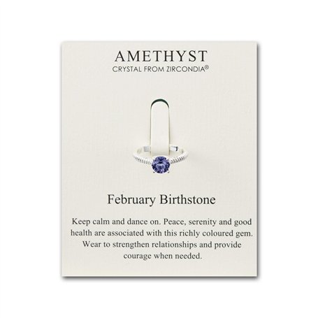 Philip Jones Bague de naissance réglable de février (améthyste) créée avec des cristaux de Zircondia®
