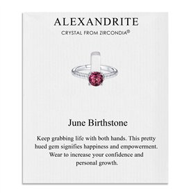 Philip Jones June (Alexandrite) Bague de naissance réglable créée avec des cristaux Zircondia®