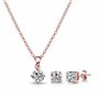 Philip Jones Ensemble de solitaire rond plaqué or rose créé avec des cristaux Zircondia®