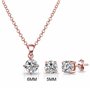 Philip Jones Ensemble de solitaire rond plaqué or rose créé avec des cristaux Zircondia®
