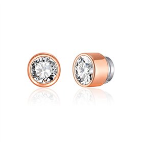 Boucles d'oreilles magnétiques à clip de 6 mm plaquées or rose créées avec des cristaux Zircondia®