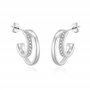Boucles d'oreilles doubles créoles ouvertes en plaqué argent créées avec des cristaux Zircondia®