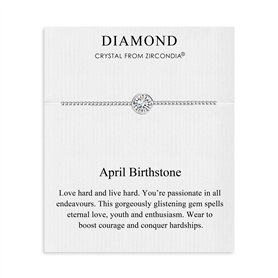 Philip Jones Bracelet de pierre de naissance avril (diamant) créé avec des cristaux Zircondia®