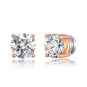 Boucles d'oreilles à clip aimantées rondes plaquées or rose créées avec des cristaux Zircondia®