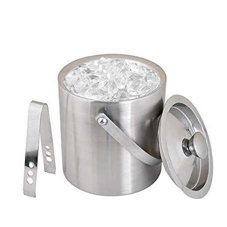 Kosma Seau à glace double paroi en acier inoxydable avec pince | Seau à glaçons – 1
