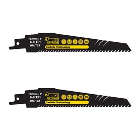 SabreCut SCRS956XHM_2 Lot de 2 lames de scie sabre en carbure de tungstène 6-8 TPI S956XHM Très rapide pour le bois et le plasti