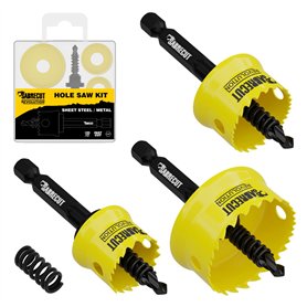 SabreCut HSMK3A Lot de 3 scies cloches en acier haute performance avec corps en acier et tige en cobalt HSS M42 avec profil de d