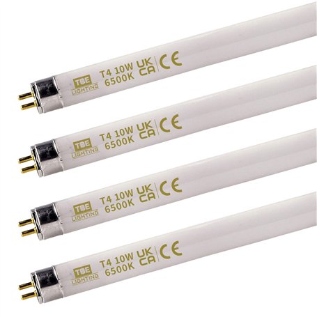TBE LIGHTING Lot de 4 tubes fluorescents T4 10 W 352 mm – Lot de 4 ampoules CFL – Raccords de base G5 à 2 broches – Lampes T4 ha