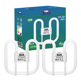 TBE LIGHTING Lot de 2 ampoules fluorescentes DD 2D à 4 broches 16 W - Raccords de base GR10q à 4 broches - Longue durée de vie -