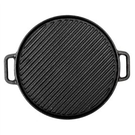 Poêle grill double face en fonte pour barbecue 30 cm