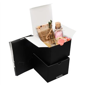 BELLE VOUS Boite Cadeau Noire (Lot de 50) - Boite Papier Kraft Noir 12 x 12 x 9 cm - Boite Carton Noire Emballage Cadeau Facile