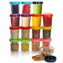 Belle Vous Lot de 16 Pot en Verre avec Couvercle en Plastique – 350ml Petit Pot Verre Rond Transparent Réutilisable et Hermétiqu