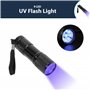 INDOTEAM Lampe de poche UV | 9 lampes de poche à DEL violettes | Lampe de poche UV – 3 x piles AAA | 9 LED 395 nm | Lampe de poc