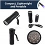 INDOTEAM Lampe de poche UV | 9 lampes de poche à DEL violettes | Lampe de poche UV – 3 x piles AAA | 9 LED 395 nm | Lampe de poc