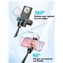 Moman Selfie Stick Trépied avec Lumière de Remplissage, Q12S Trépied Portable Support de Téléphone 77CM Support en Aluminium pou