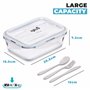 Igluu Meal Prep - Boîte Alimentaire Hermétique en Verre avec Couverts - Contrôle des Portions Sans BPA - Compatible Micro-ondes,