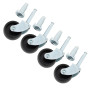 Lot de 4 roulettes pivotantes robustes en plastique rigide avec douilles.