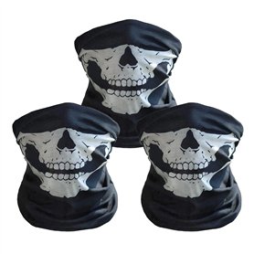 OVISEEN 3 Pièces Masque Cache Cou Moto, Snood Multifonction Anti-UV/Coupe-Vent (Tête de Mort) Élastique & Respirant pour Cyclism OVISEEN 3 Pièces Masque Cache Cou Moto