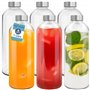 HEFTMAN Lot de 6 Bouteille Verre 1L - Bouteille en Verre 1 Litre avec Couvercles Hermétiques et Brosse de Nettoyage - Bouteilles