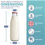 HEFTMAN Lot de 6 bouteilles de lait en verre avec couvercles – 1 litre vides hermétiques avec couvercles vichy rouges pour boiss