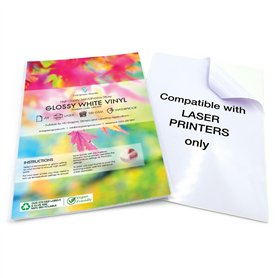 Lot de 10 feuilles pour impression LASER en papier VINYLE (PVC) blanc imperméable