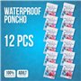 Ember Rock Ponchos de Pluie Imperméables Jetables, Lot de 12 - Manteaux de Pluie d'Urgence - Capuche, Manches - Hommes, Femmes -